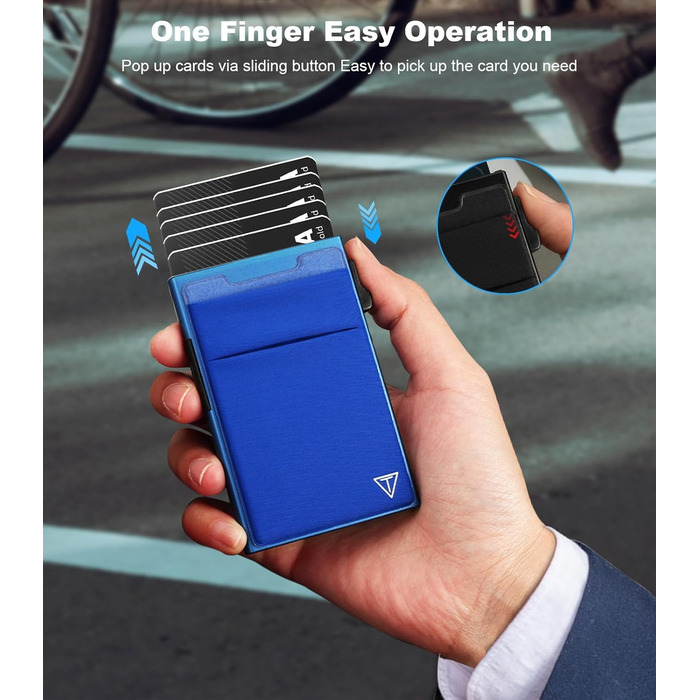 RFID-захищений картхолдер Pop-up: тонкий гаманець з відділенням для монет (1 шт., блакитний)