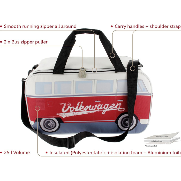 VW Collection - Volkswagen Hippie Bus T1 Camper Van Cooler Bag 25L