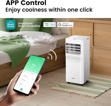 Мобільний кондиціонер Comfee Breezy Cool Pro 2.0, 7000 BTU (2.0kW), охолодження, вентиляція, осушення, керування через додаток, для кімнат до 68м³