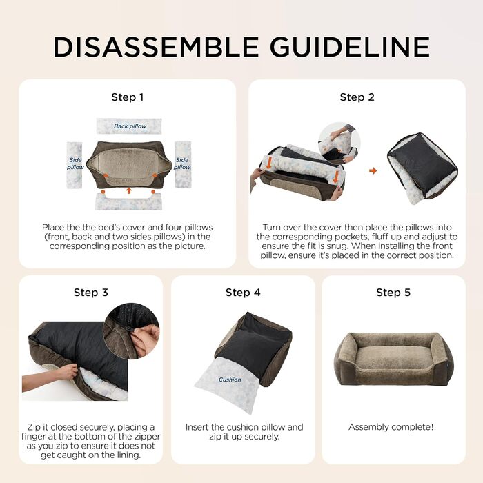 Ліжко для собак Bedsure великих порід – 89x63x17 см, зручне собаче ліжко з м'якою підстилкою, знімний та пральний чохол, антиковзаюча підкладка, сіре, L 89 x 63 x 17 см