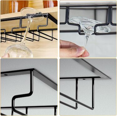 Підвісний органайзер для келихів Uten - металева стійка для 8-12 келихів, чорний, для бару, кухні, кафе