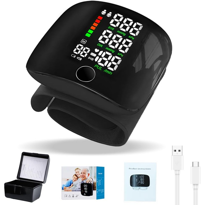 Тонометр на зап'ясті ADDLIVE Digital - точний вимір артеріального тиску з LCD-дисплеєм та пам'яттю на 99 показників, автоматичне озвучування (німецька мова)