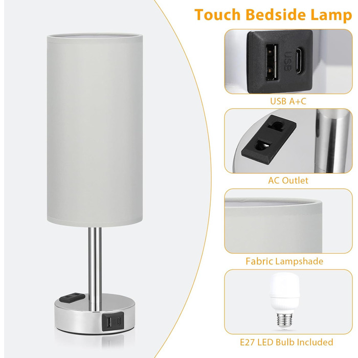 Настільна лампа Kakanuo з торшером, USB-порт, диммування, для спальні, дитячої кімнати, офісу, вітальні