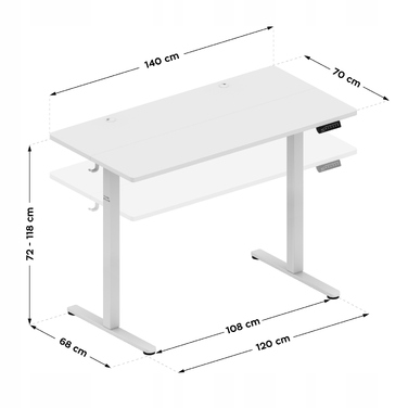 Електричний стіл для роботи стоячи Mark Adler Leader 7.3 White, 140 см