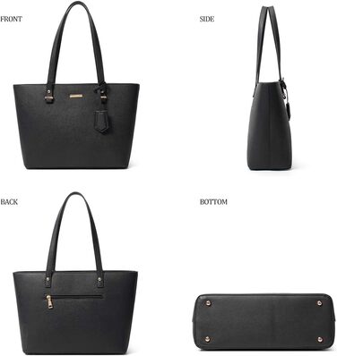 YTL Сумка жіноча Tote Shopper велика, чорна: набір 4 в 1 (офіс, школа, подорож)