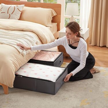 Органайзер для зберігання Lifewit 95L: 4 шт. у комплекті, складні, сірі. Підходить для постільних речей та одягу