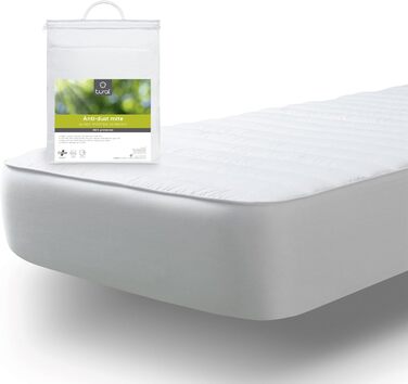 Tural - Quilted Anti-Mite Mattress Protector - Reversible, Padded Mattress Topper/Mite Cover Size 135x200cm