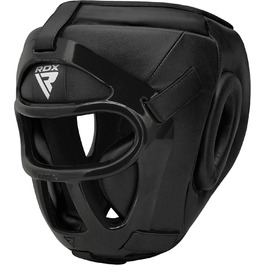 RDX MMA Boxing Head Guard - Leather Muay Thai Kickboxing Sparring Headgear for Men & Women - Black