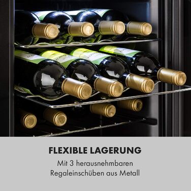 Klarstein Wine Cooler Fridge - 16 Bottle, 42L Compact Wine Refrigerator with Glass Door - Indoor/Outdoor Use - 5-18°C Temperature Range - Black