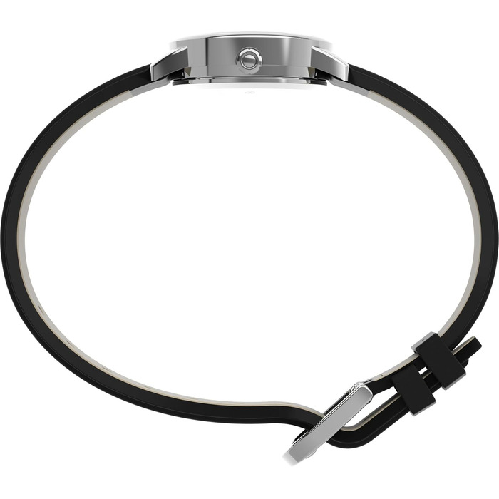 Жіночий наручний годинник Timex Easy Reader, 25 мм, зі сріблястим корпусом та чорним шкіряним ремінцем