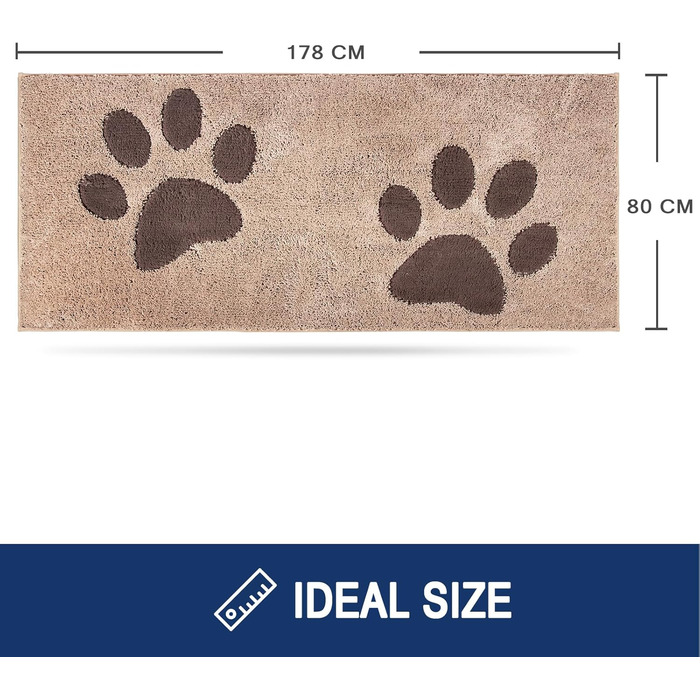 Килимок для дому FCSDETAIL 50x80 см, надлишковий, нековзкий, водонепроникний, для собак, входів, мокрих лап (Бежевий)
