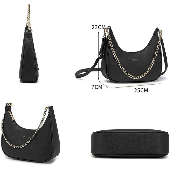 Сумка жіноча David Jones через плече, чорна: елегантна крос-боді сумка з ланцюжком зі штучної шкіри для вечірок та повсякденного використання