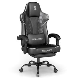 Геймерське крісло Ergonoma з підставкою для ніг, регульоване по висоті, біле - до 150 кг